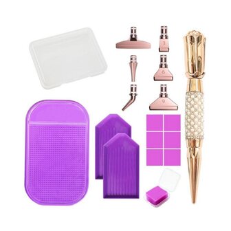 Diamond Painting Toolkit Rose Gold 01 mit Klebematte und Aufs&auml;tzen