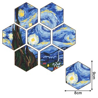 Diamond Painting Untersetzer Vincent van Gogh Sternennacht (7 St&uuml;ck)