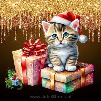 Diamond Painting Kerst Kitten