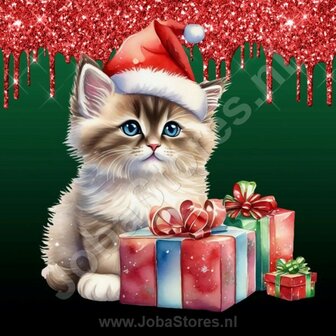 Diamond Painting Kerst Kitten