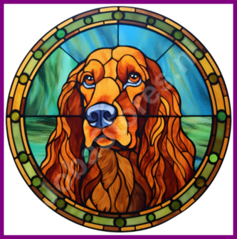 Diamond Painting Glas in lood Hond - Ierse Setter