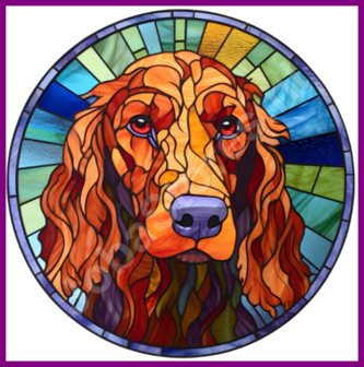 Diamond Painting Glas in lood Hond - Ierse Setter