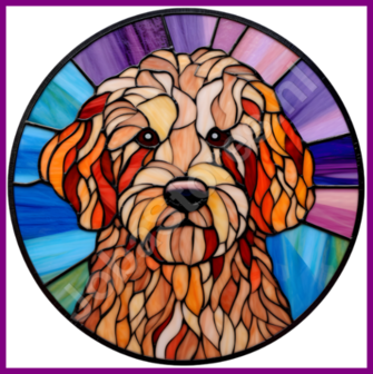 Diamond Painting Glas in lood Hond - Labradoodle