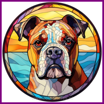 Diamond Painting Glas in lood Hond - Amerikaanse Bulldog