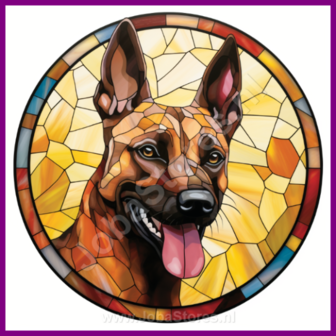 Diamond Painting Glas in lood Hond - Belgische Herder