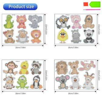 Diamond Painting Sticker Set Tiere (25 St&uuml;ck)