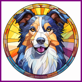 Diamond Painting Glas in lood Hond - Border Collie