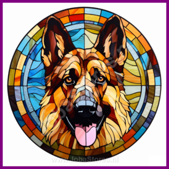 Diamond Painting Glas in lood Hond - Duitse Herder