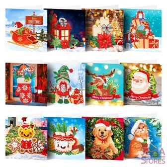 Diamond Painting Weihnachtskarten Set 11 (12 St&uuml;ck)