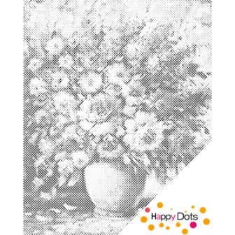 HappyDots DOT Painting Vaas met bloemen 40x50cm - Stippelschilderij