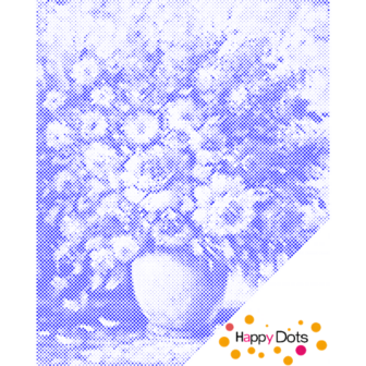 HappyDots DOT Painting Vaas met bloemen 40x50cm - Stippelschilderij Blauw