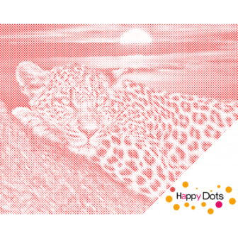 HappyDots DOT Painting Luipaard 40x50cm - Stippelschilderij Rood