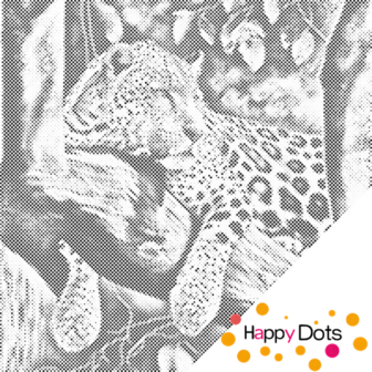 HappyDots DOT Painting Luipaard in boom 50x50cm - Stippelschilderij