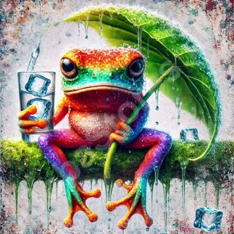 Diamond Painting Frosch im Regen