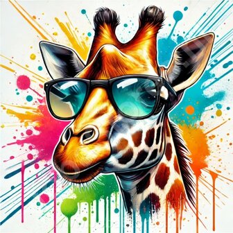 Diamond Painting Giraffe mit Sonnenbrille