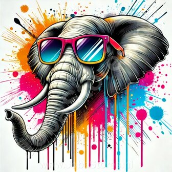 Diamond Painting Elefant mit Sonnenbrille