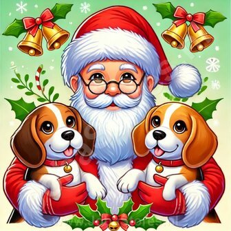 Diamond Painting Weihnachtsmann mit Beagle