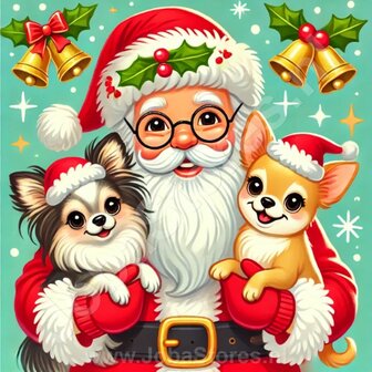 Diamond Painting Weihnachtsmann mit Chihuahuas