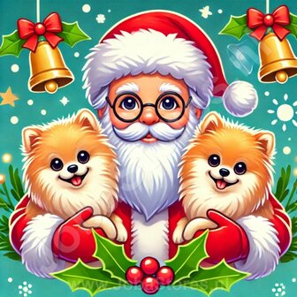 Diamond Painting Weihnachtsmann mit Pomeranian