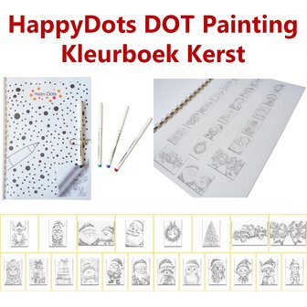 HappyDots DOT Painting Kleurboek Kerst - 20 stippelschilderijen