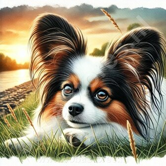 Diamond Painting Papillon-Hund