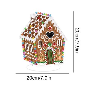 Diamond Painting Stehendes Weihnachtsornament Lebkuchenhaus (20cm)