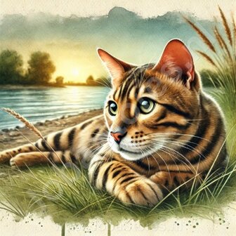 Diamond Painting Liegende Katze - Bengal