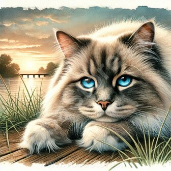 Diamond Painting Liegende Katze - Birma-Katze