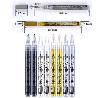 Acrylmarker extra fein schwarz, wei&szlig;, silber oder gold (6 St&uuml;ck)