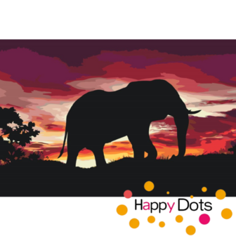 Malen nach Zahlen Elefant bei Sonnenuntergang 40x60cm (HappyDots)