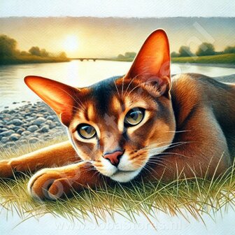 Diamond Painting Liegende Katze Abessinier