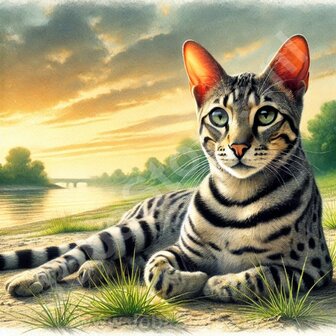 Diamond Painting Liegende Katze Ocicat