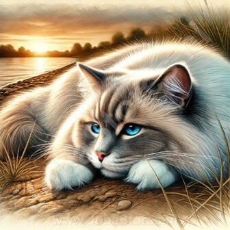 Diamond Painting Liegende Katze Ragdoll