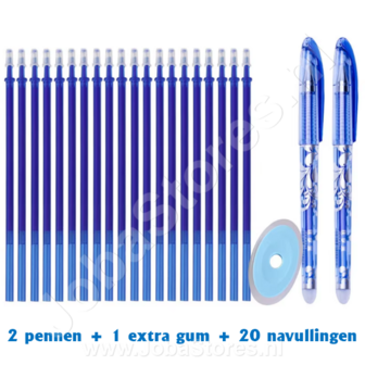 Radierbares Stiftset Flower Blue (2 St&uuml;ck + zus&auml;tzlicher Radiergummi + 20 Nachf&uuml;llungen)