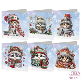 Diamond Painting Weihnachtskarten Set 22 - Katzen