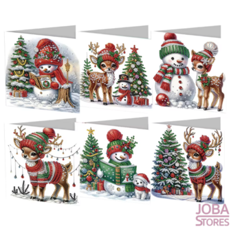 Diamond Painting Weihnachtskarten Set 27 - Schneemann