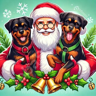 Diamond Painting Weihnachtsmann mit Rottweiler