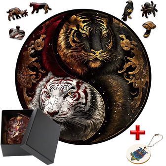 Holzfiguren Puzzle Yin Yang Tiger