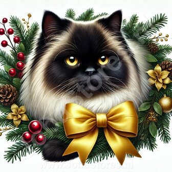 Diamond Painting Weihnachtskranz - Himalaya-Katze