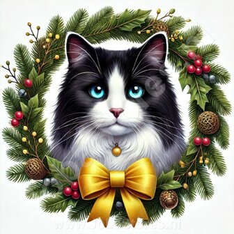 Diamond Painting Weihnachtskranz Katze - Ragdoll