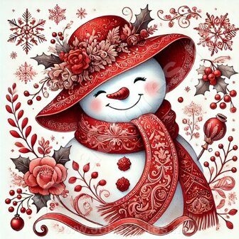 Diamond Painting Schneemann mit Hut 04