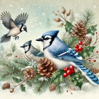 Diamond Painting Weihnachtsvogel - Blauh&auml;her