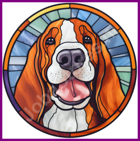 Diamond Painting Glas in lood Hond - Basset Hound