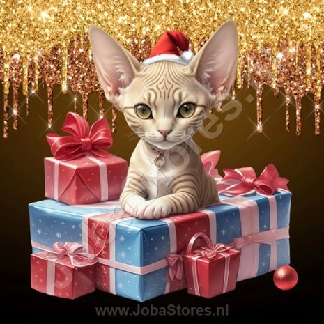 Diamond Painting Kerst Kitten