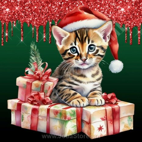 Diamond Painting Kerst Kitten