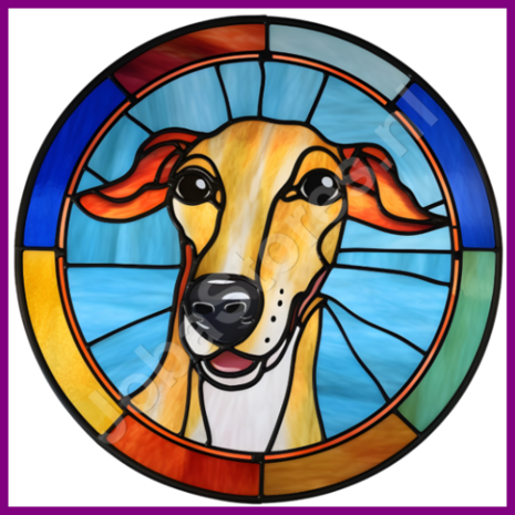 Diamond Painting Glas in lood Hond - Greyhound