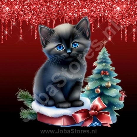 Diamond Painting Kerst Kitten