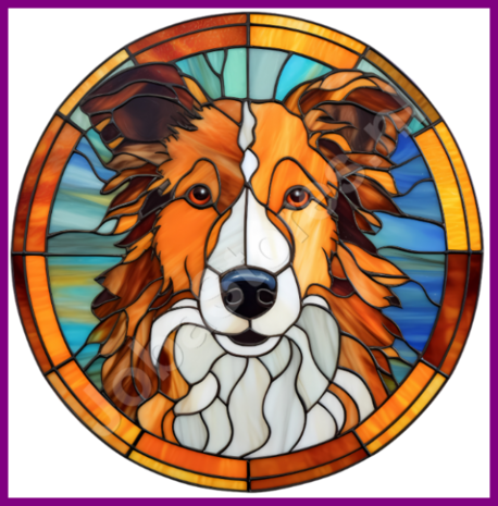 Diamond Painting Glas in lood Hond - Collie