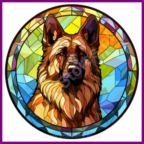 Diamond Painting Glas in lood Hond - Belgische Herder