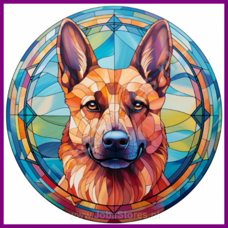 Diamond Painting Glas in lood Hond - Belgische Herder